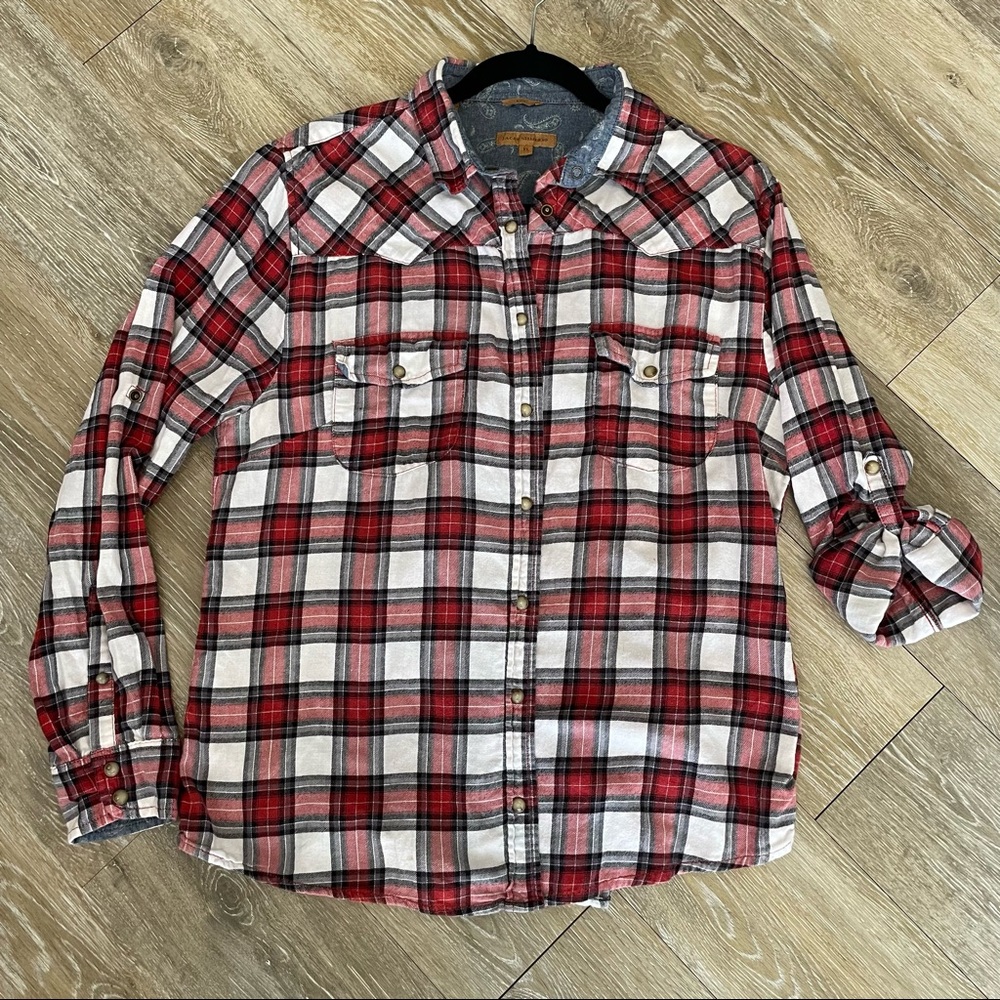 Jachs Girlfriend Red and White Plaid Shirt